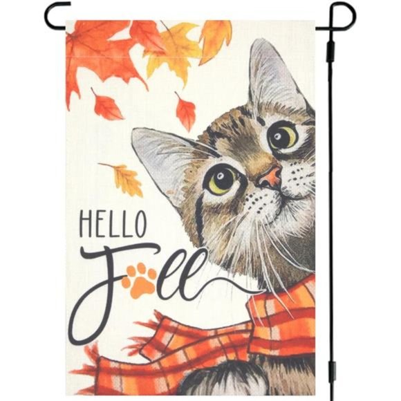 Accents | Fall Garden Flag Double Sided1218 Inch Hello Fall Cat ...